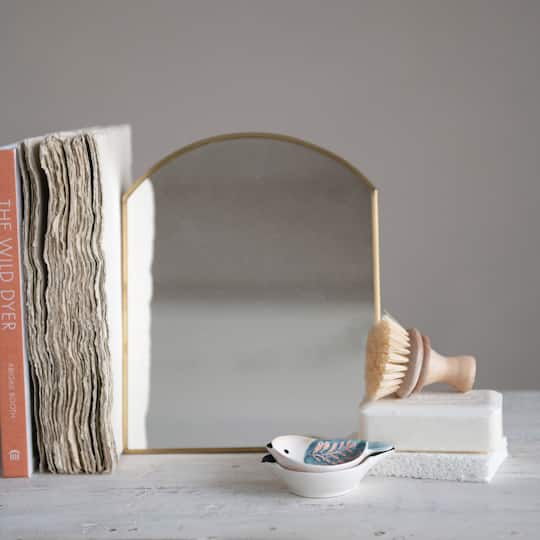 Hello Honey® 10'' Brass Finished Metal Framed Standing Mirror